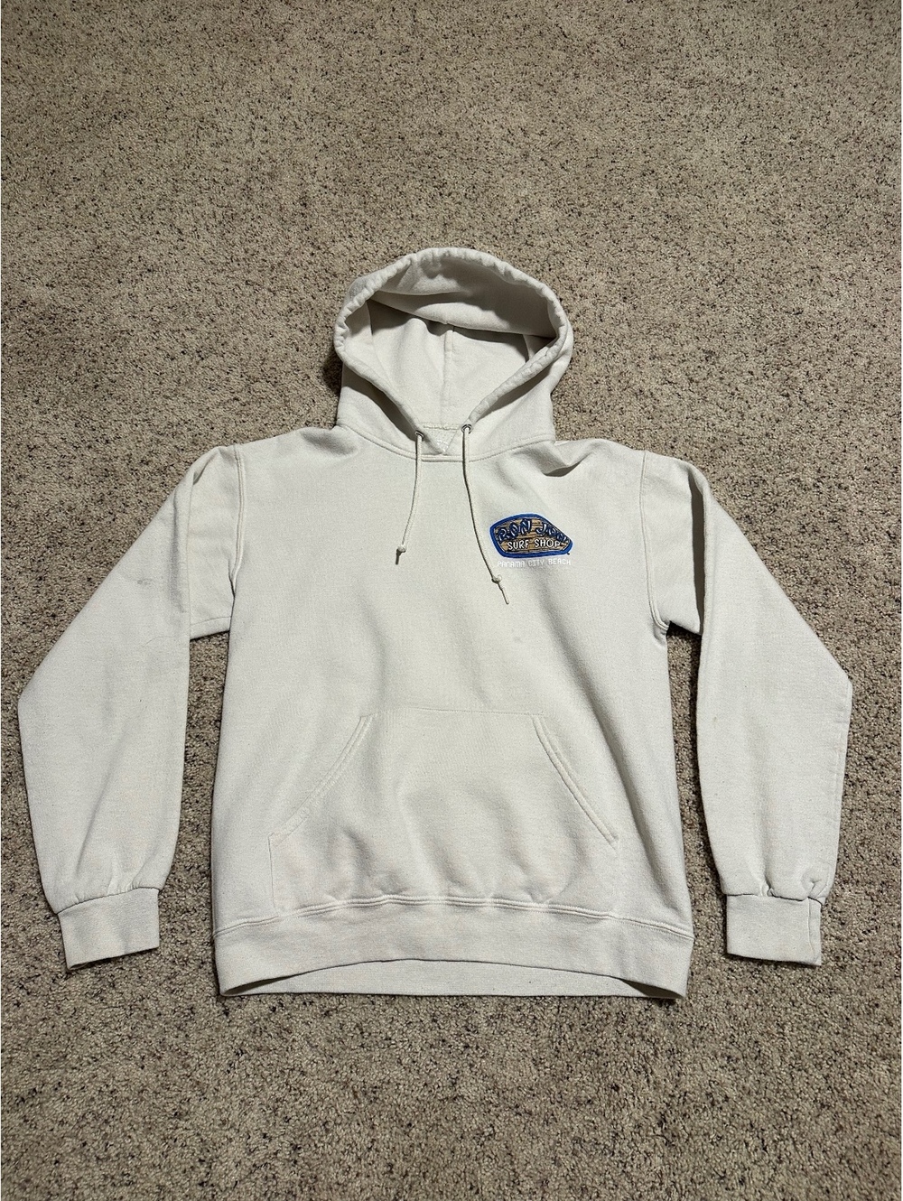 Ron Jon Surf Shop Panama City Beach Hoodie Sweatshirt Small Cream